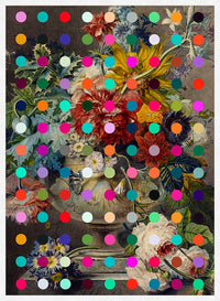 Modern Art Dots Flowers Altered Art Print