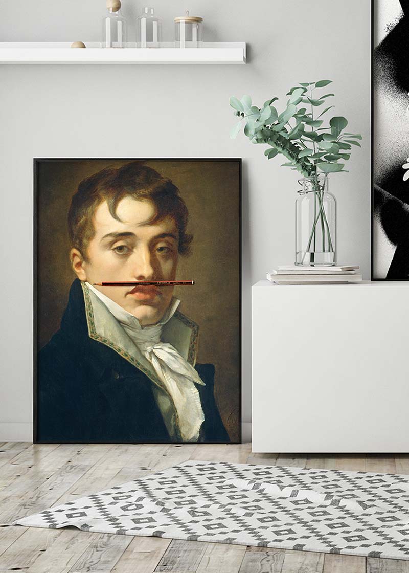 David Johnston by Pierre Paul Prudhon with Pencil Moustache Print