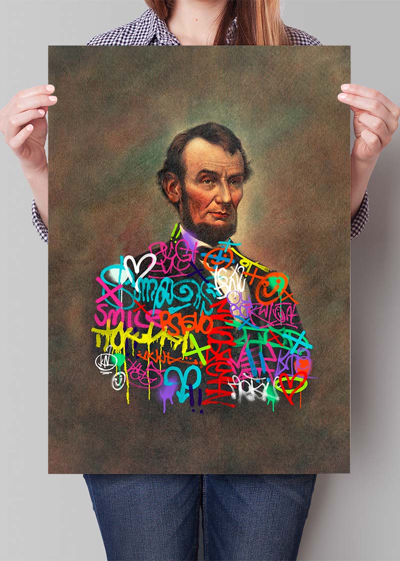 Abraham Lincoln Graffiti Jacket Print