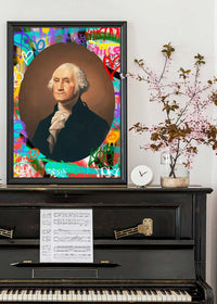 George Washington Graffiti Background Portrait Print