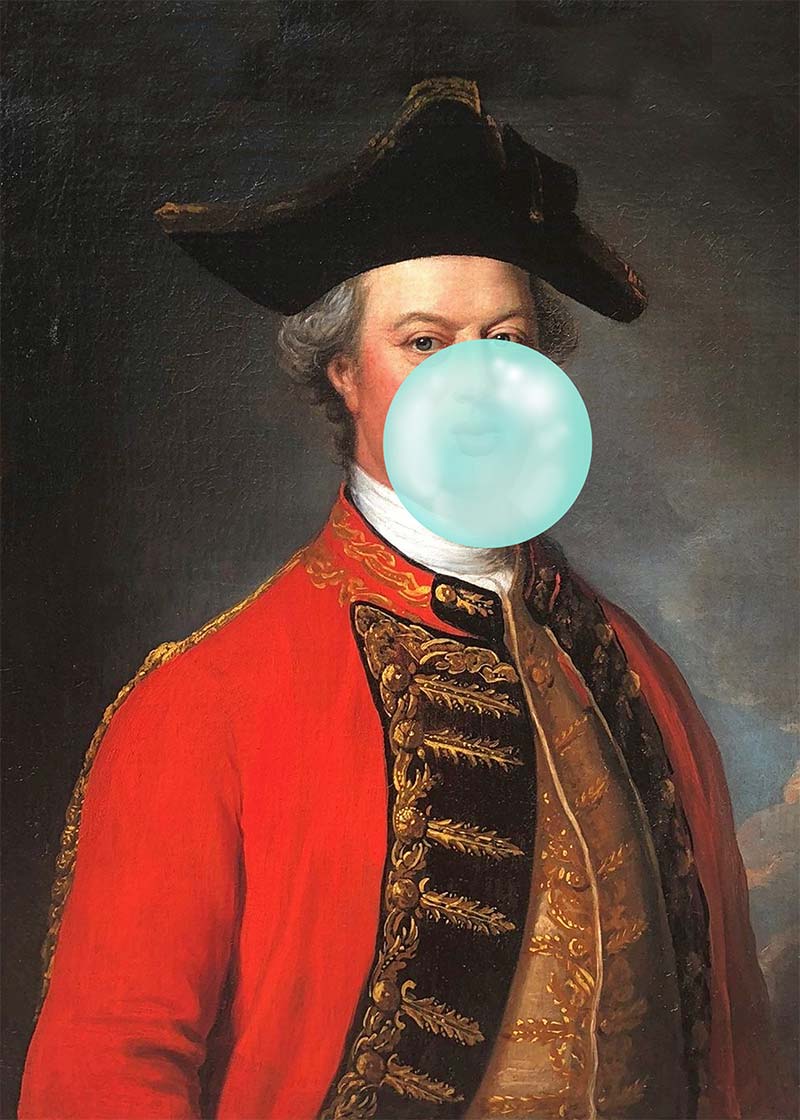 Military Bubblegum Blowing Portrait Print
