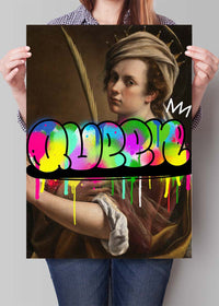 Queen Graffiti Tag Portrait Print