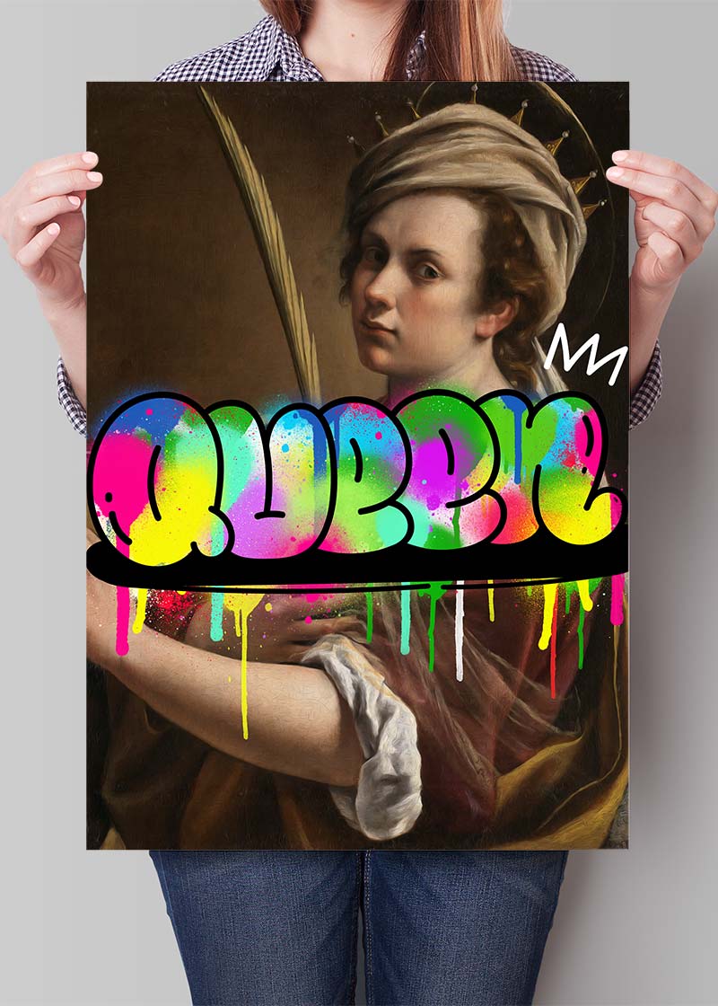 Queen Graffiti Tag Portrait Print