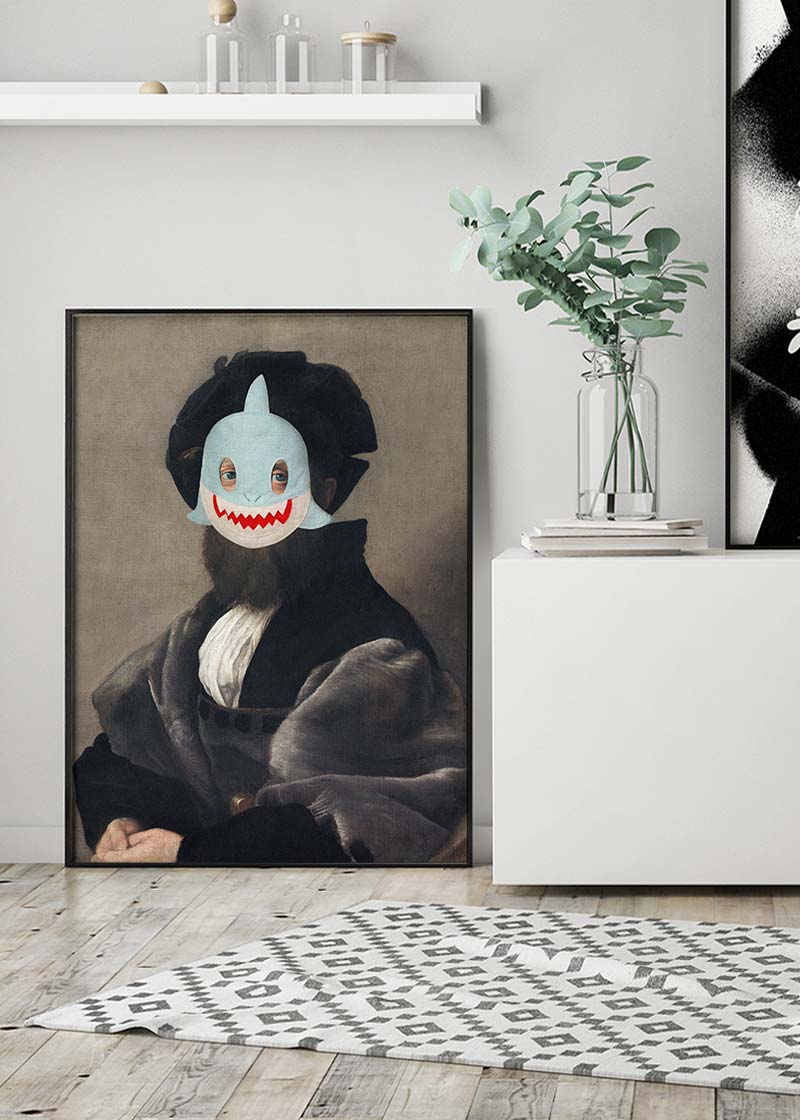 Felt Shark Mask Portrait Print