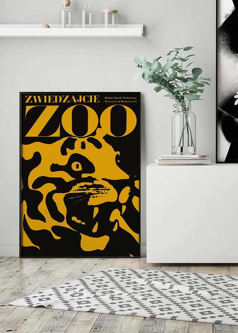 Vintage Warsaw Zoo Tiger Poster