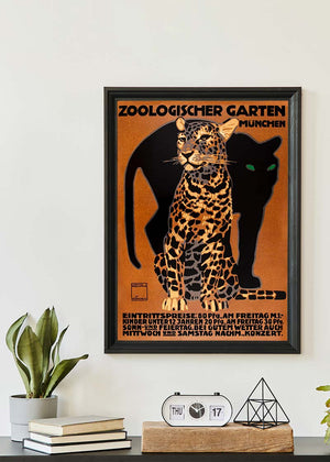 Vintage Munchen Zoo Leopard Poster