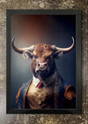Bull Portrait No Hat - Framed 21x30cm Print