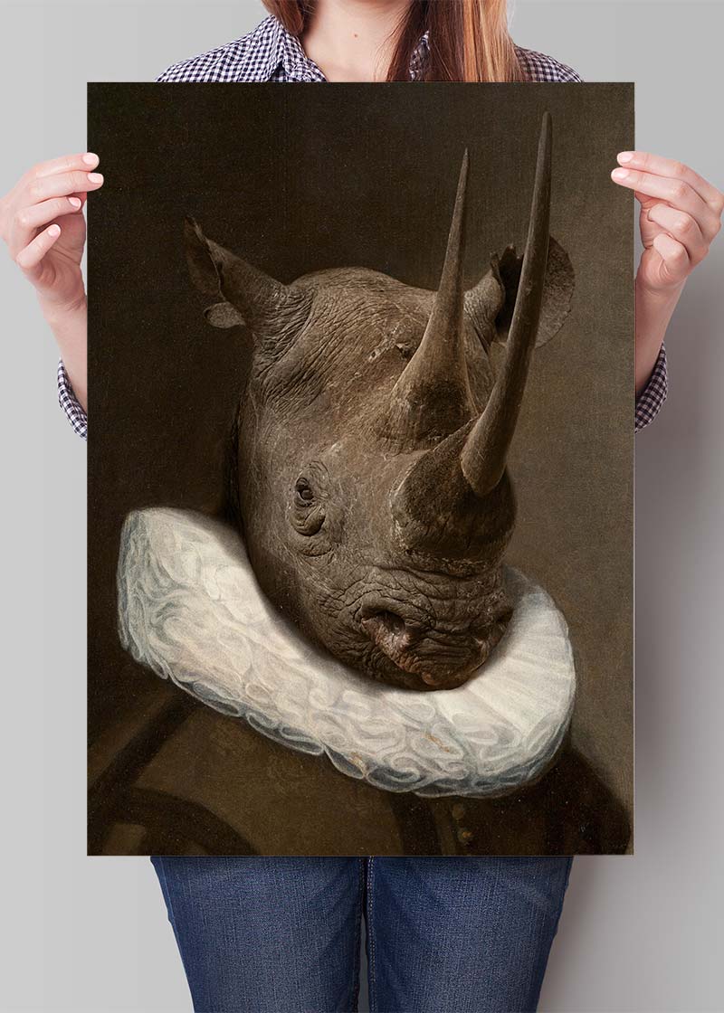 Rhino Victorian Neck Ruff Print