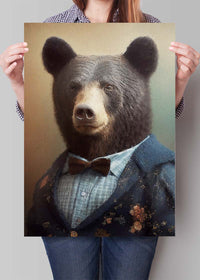 Black Bear Animal Head Portrait Print
