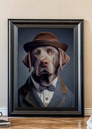 Cool Labrador Wearing Black Cap at Home Stock Image - Image of