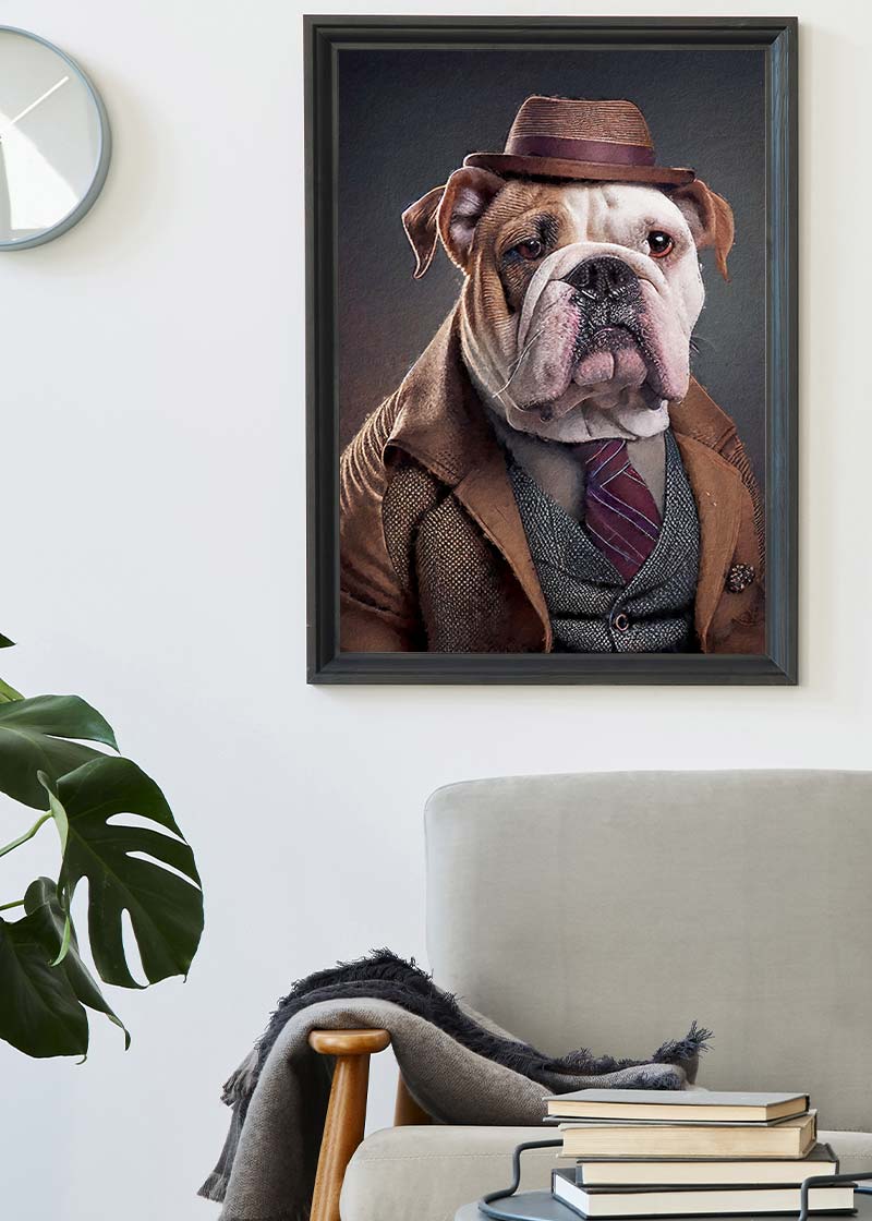 English Bulldog Animal Head Portrait Print