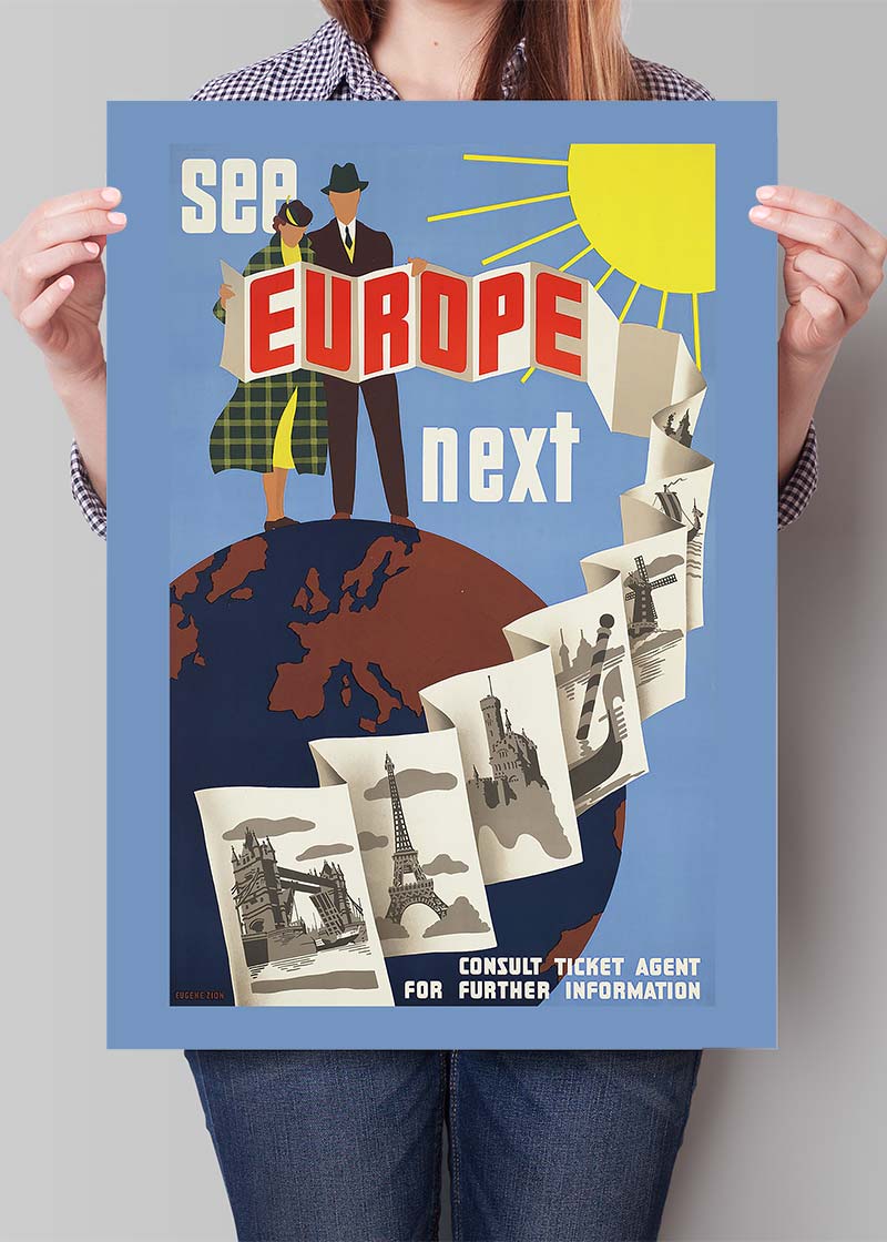 See Europe Vintage Travel Poster