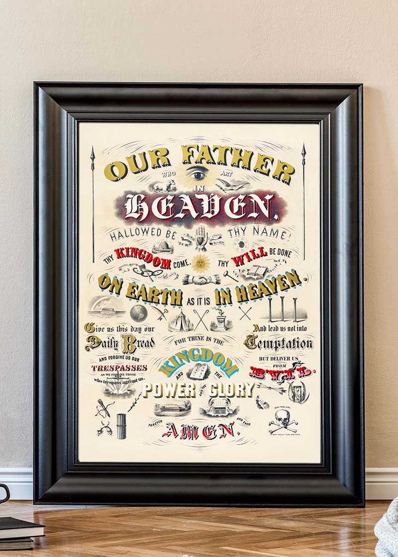 Our Father who art in Heaven Lords Prayer Typography Poster