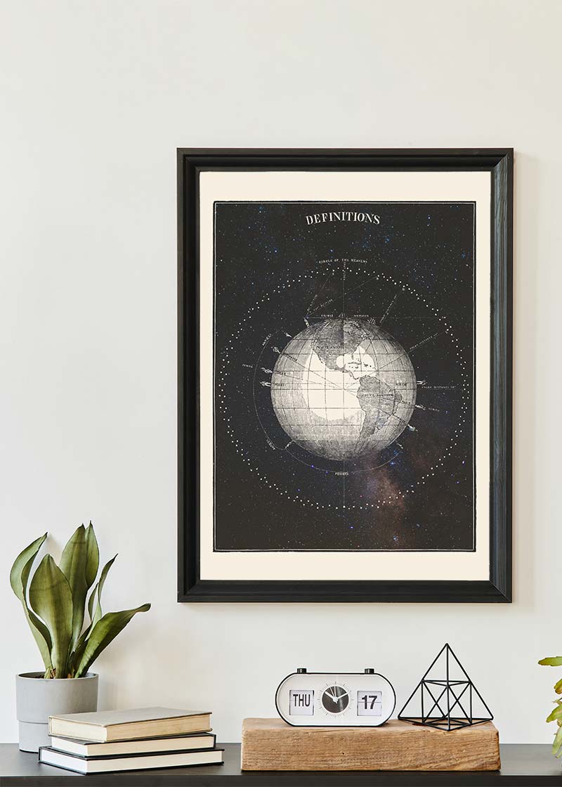 Antique Celestial astronomical chart of Planet Earth