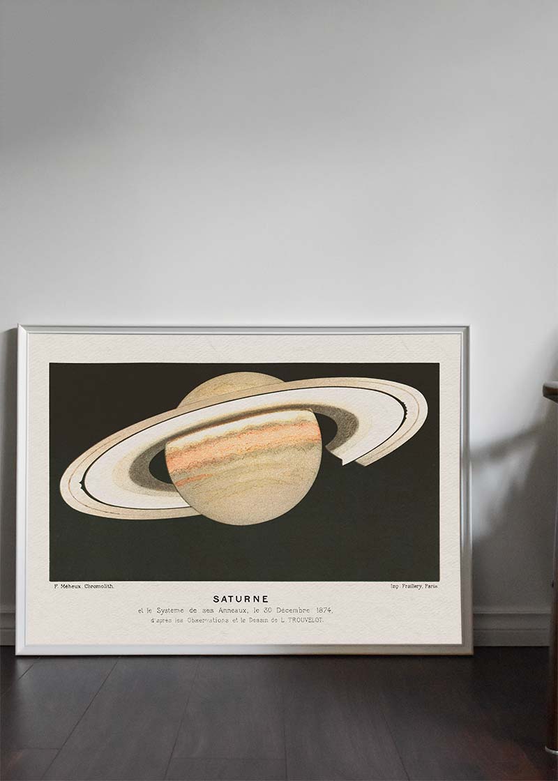 Lithograph Saturne vintage Planet Poster 1877