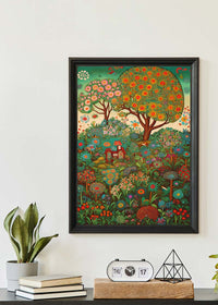 Folk Art Style Illustrated Forest Print