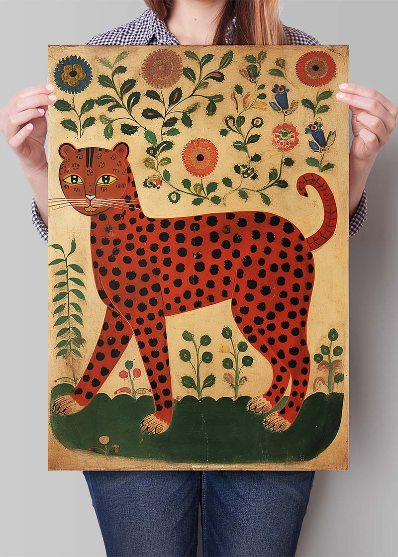Folk Art Style Leopard Print