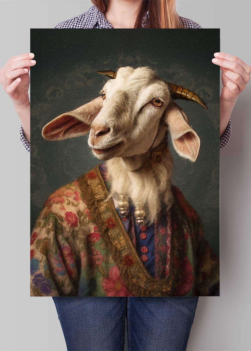 Goat Animal Portrait Print – InkAndDrop