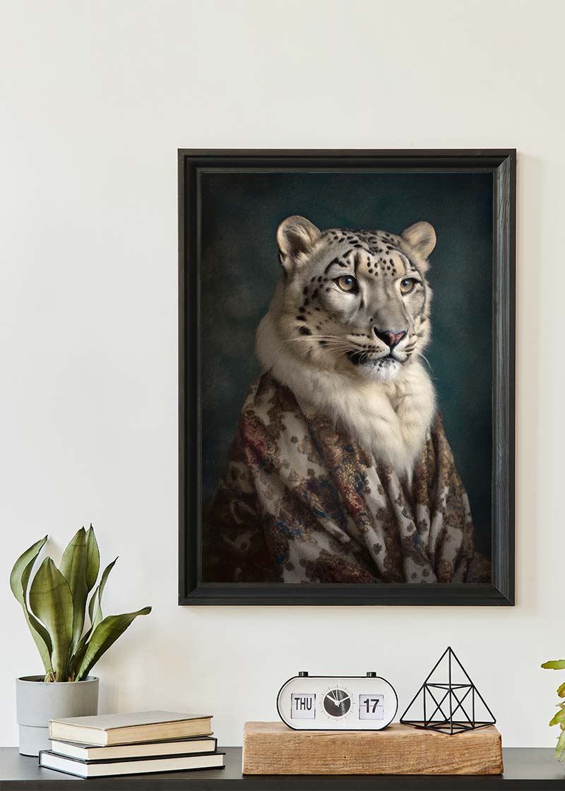 Snow Leopard 1 Animal Portrait Print – InkAndDrop