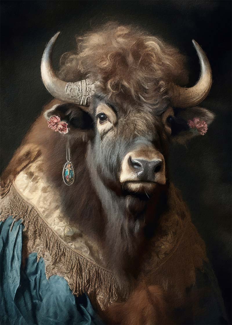Bison Animal Portrait Print – InkAndDrop