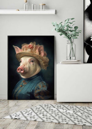 Pig Lady Animal Portrait Print