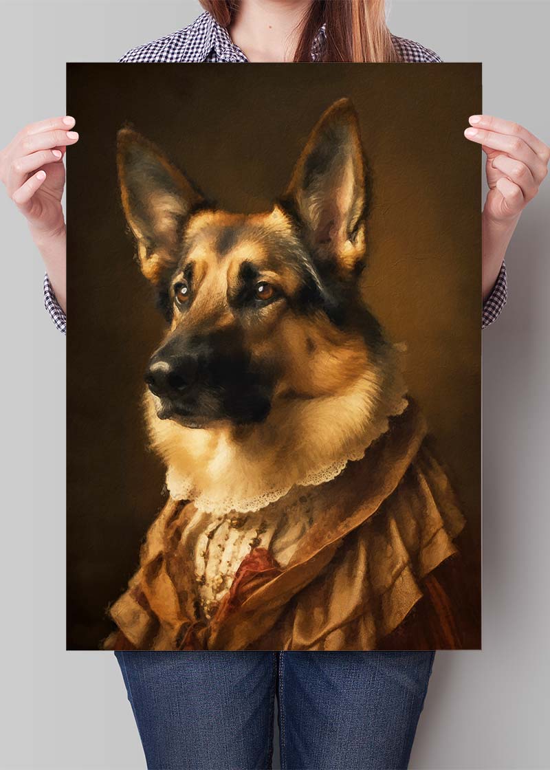 German Shepherd Alsatian Dog Portrait Print