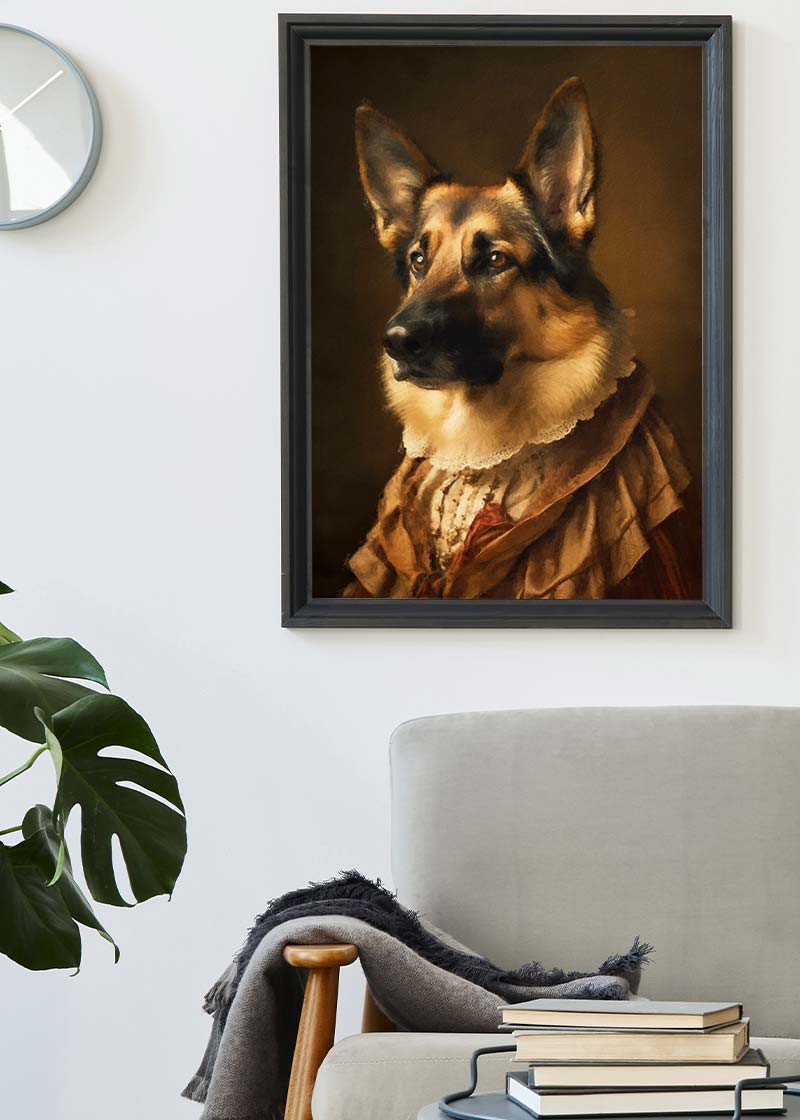 German Shepherd Alsatian Dog Portrait Print