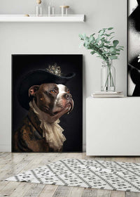 Staffordshire Bull Terrier Staffy With Hat Dog Portrait Print