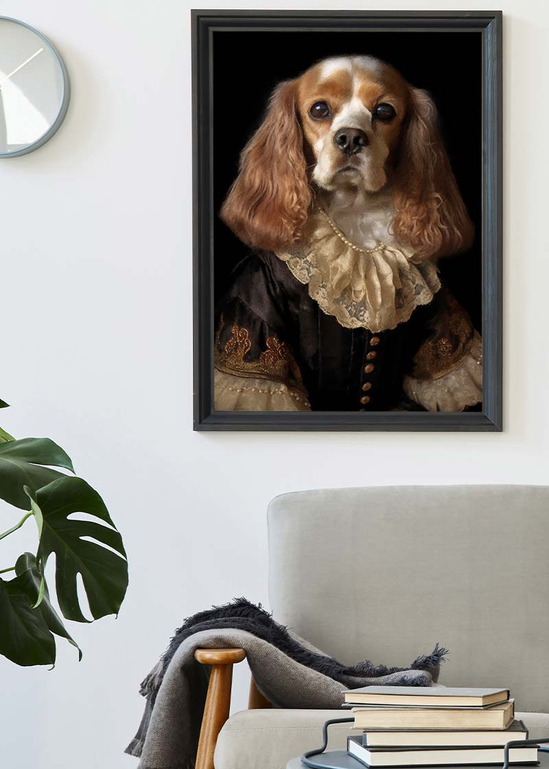 Tan & White Cocker Spaniel Dog Portrait Print