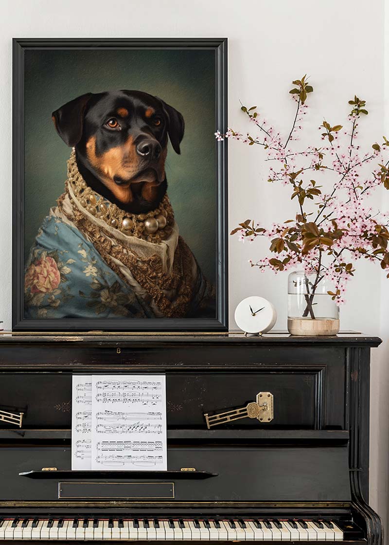 Rottweiler Dog Portrait Print