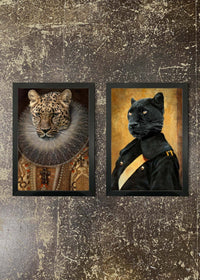 2 Framed 21x30cm Prints - Queen Leopard & Panther