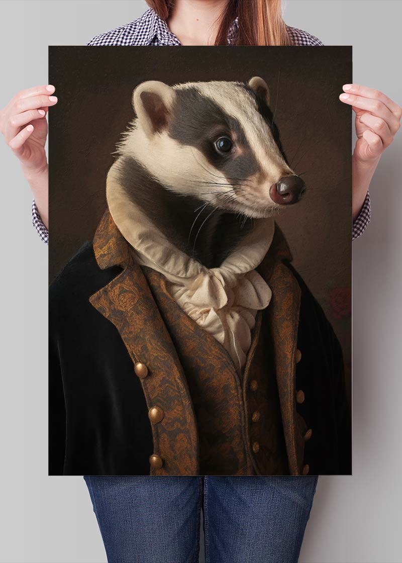 Gentleman Badger Animal Portrait Print