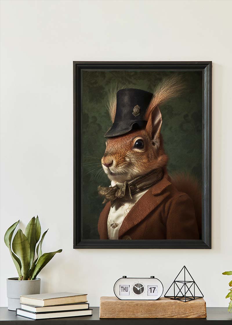 Red Squirrel Gentleman Animal Portrait Print