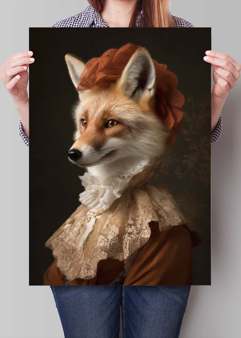 Fox Lady Animal Portrait Print