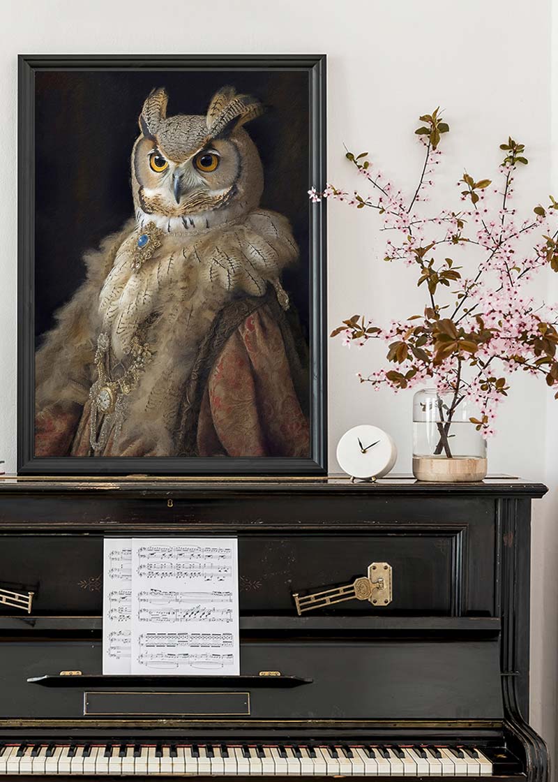 Owl Lady Animal Bird Portrait Print