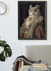 Owl Lady Animal Bird Portrait Print