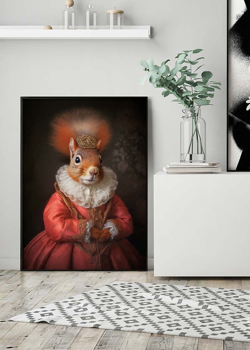 Red Squirrel Lady Animal Portrait Print