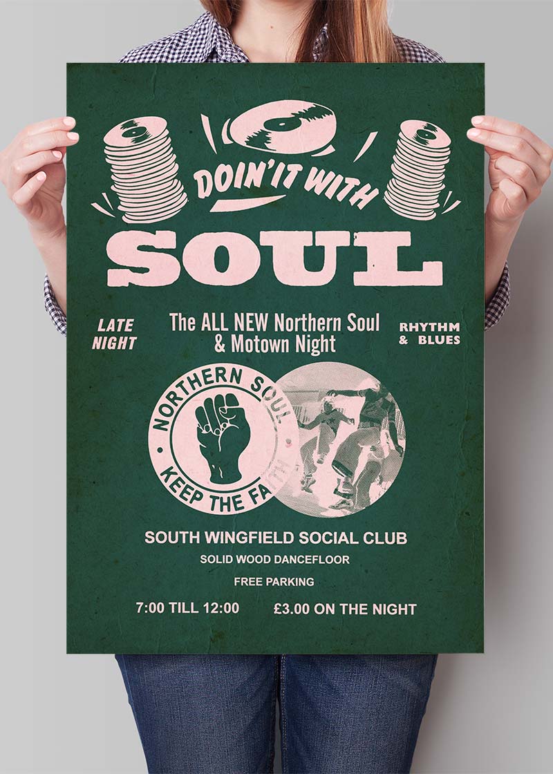Northern Soul Motown Music Poster Pink Print