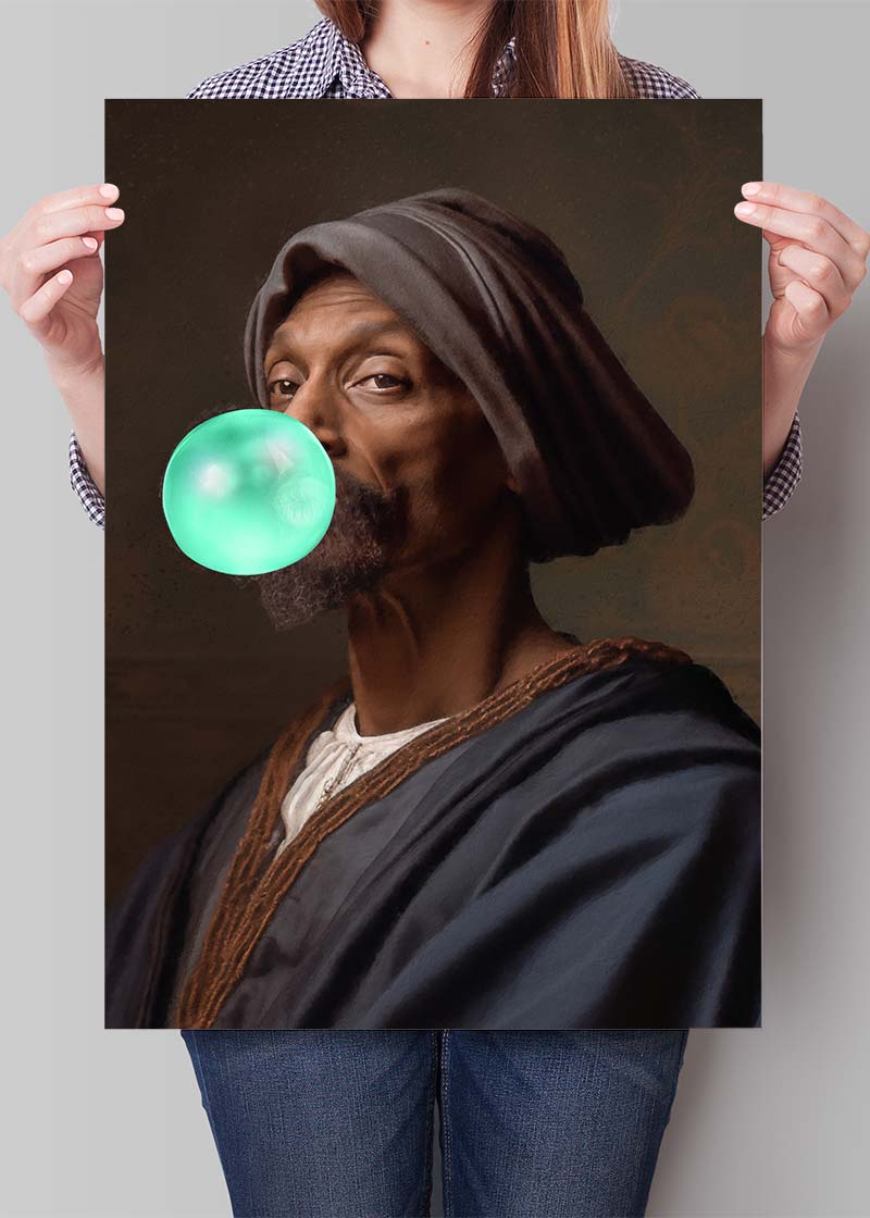 Snoop Dogg Blowing Bubblegum Portrait Print