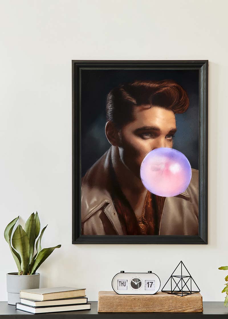 King of Rock 'n' Roll Bubblegum Portrait Print