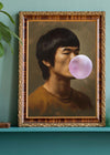 Martial Artist Blowing Bubblegum Portrait Print