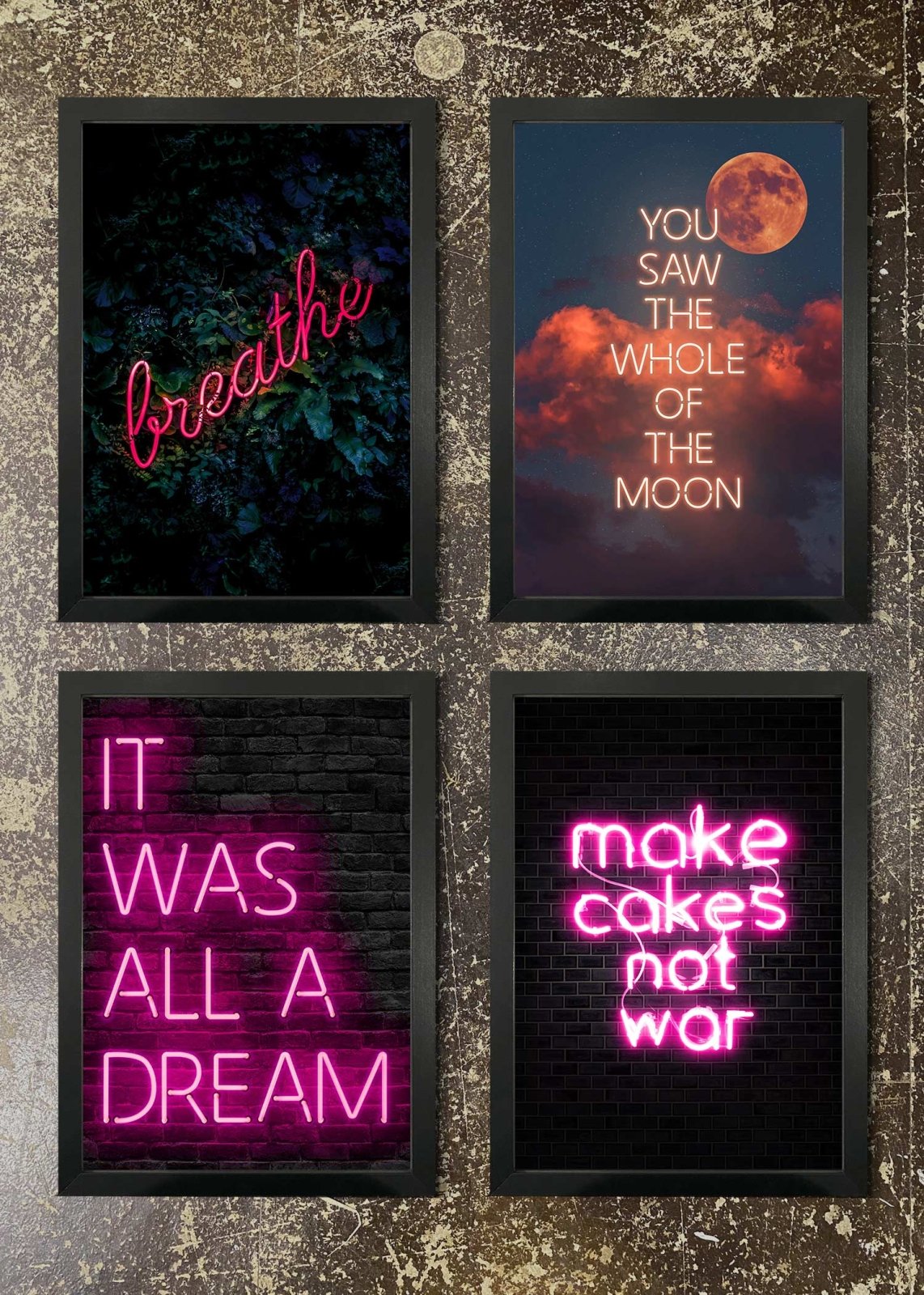 4 Framed 21x30cm Prints - Neon Sign Prints