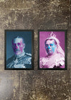 2 Framed 21x30cm Prints - King & Queen Skulls
