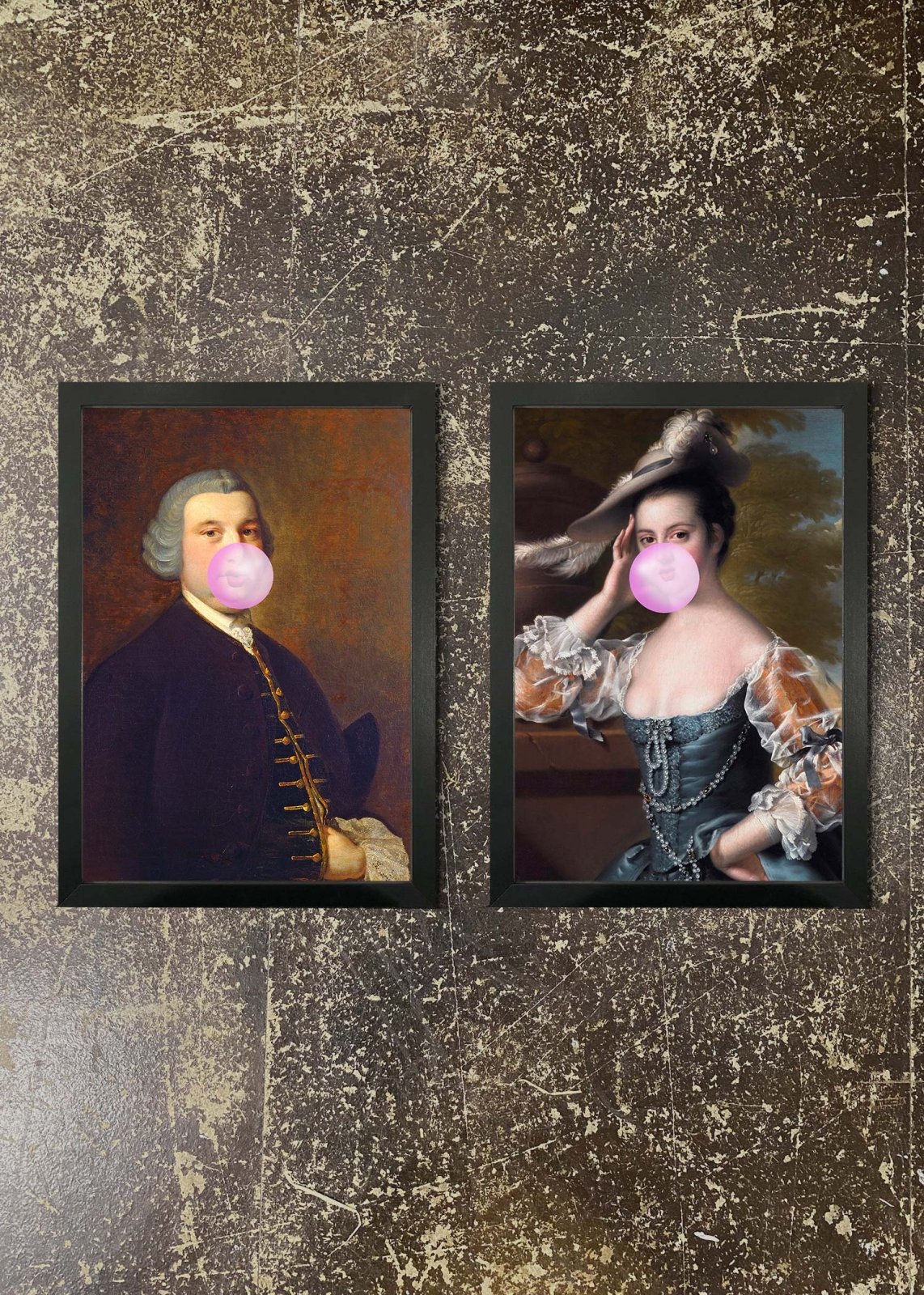 2 Framed 21x30cm Prints - Bubblegum Gent & Lady