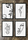 4 Framed 21x30cm Prints - B&W Line Art