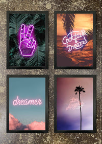 4 Framed 21x30cm Prints - Neon Sign Prints 2