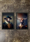 2 Prints & Frames - 2 BULL PORTRAITS