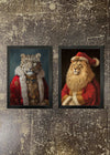 2 Prints & Frames - CHRISTMAS SNOW LEOPARD & LION