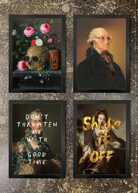 4 Framed 21x30cm Prints - Skull, Elton, Don't threaten, Shake it Off