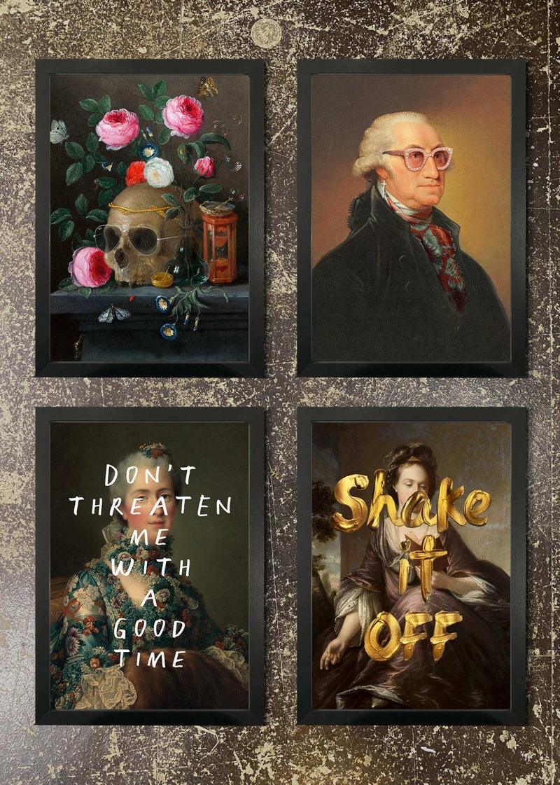 4 Prints & Frames - Skull, Elton, Don't threaten, Shake it Off